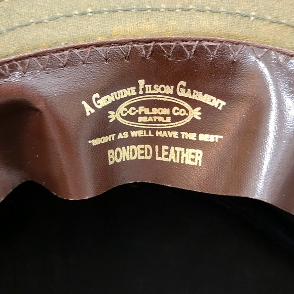 Vintage C.C. FILSON Co. Tin Cloth Bonded Leather Packer Hat - Picture 10 of 16